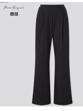Uniqlo Mame Kurogouchi Pants Black Pullon Wide Leg Pleated Airism Pants Large